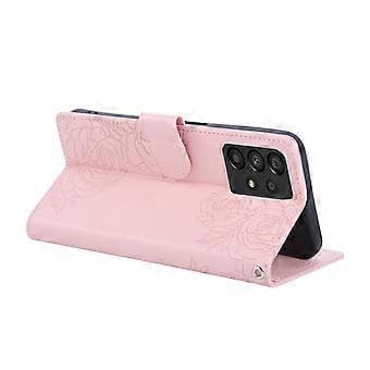 Samsung Galaxy A33 5G Fodral Rosblomma PU Läder Plånboksfodral med 3 Kortfack