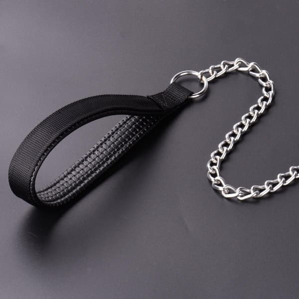 Anti-Bite Metal Dog Leash with PU Leather Handle for Small Medium Large Dogs, 180cm