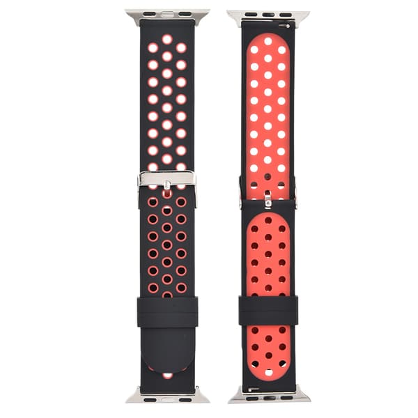 Durable Silicone Watch Band (Black + Red)