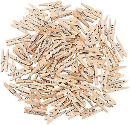 100 kappaletta Mini Puiset Pyykkipojat Valokuvaneulat Värilliset Askartelut, Luonnonväri