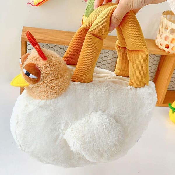 Cartoon Coo Coo Chicken Plush Handheld Ins Mori Doll Shoulder Bag Campus Commute D6