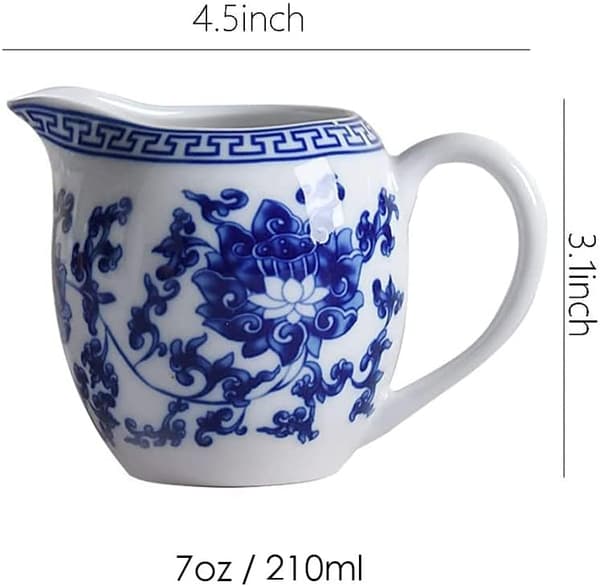 Keramikkande Blå og Hvid Kaffe Fløde Mælk Servering I - I