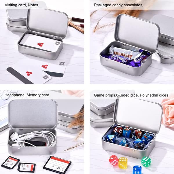 12-pack Metal Storage Tin with Lid, Rectangular Empty Tin with Lid, Mini Portable Storage Box for Key, Candy, Coin, Earrings
