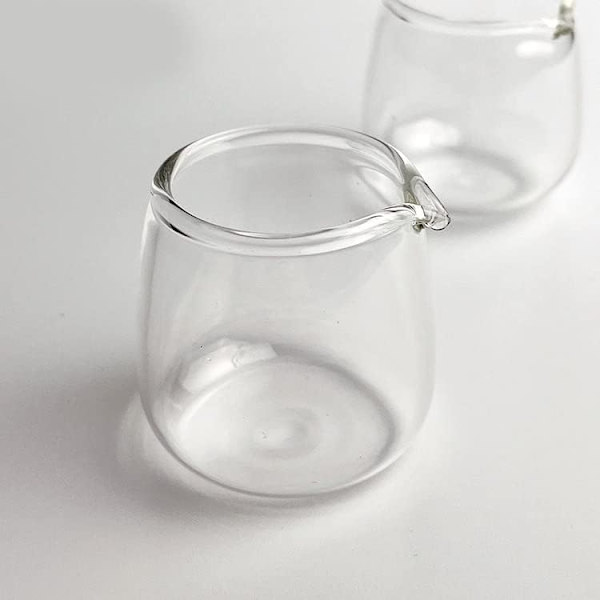 2 stk. mini flødekander i glas, mælkekander, sovsekander, til kaffeservering, 60 ml -