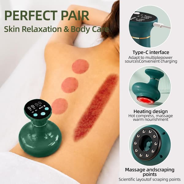 Elektrisk kropsmassager med varmeterapi, massageværktøj til cellulite og rygsmerter (grøn)