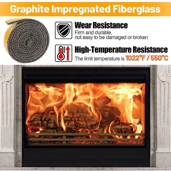 Fireplace Tape Sealing Rope Gasket 10mm Self-Adhesive High Temperature Resistant