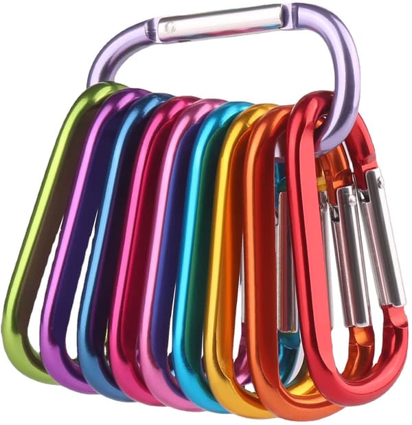 10-pack karbinhakar, 3,2 \" aluminium karbinhake nyckelring D