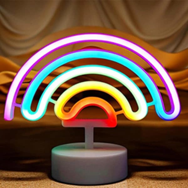 Regnbue Neonlys Regnbuelampe Regnbuegaver til kvinner USB/batteridrevet Neon Regnbuelys Regnbuegaver til jenter Neonlys