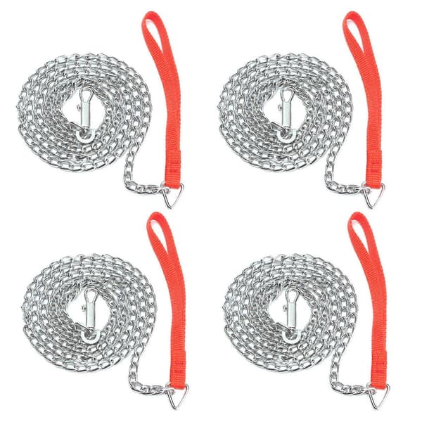 4 pcs 1.6m Heavy Duty Metal Chain Puppy Dog Leash Red Handle