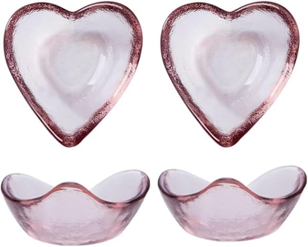 4 st glas hjärtformade kryddskålar dippförrättstallrikar snacks -