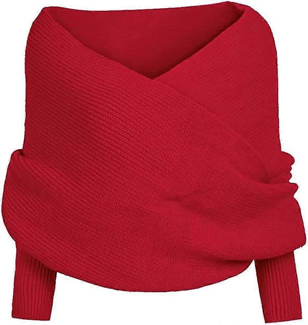 Multifunksjonelle skjerf, dameskjerf, capeskjerf, vintermote, unisex rød Red