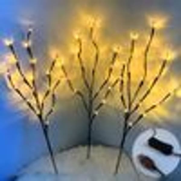 Pakke med 3 60 LED-trægrenlys varmhvide grene lampe til hjemmeværelse KLB