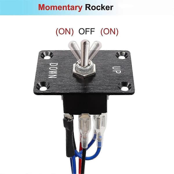 Vippebryter Momentan 6-Pin 3-Posisjon (PÅ)-Av-(PÅ) Opp/Ned Polaritetsvender med Panel, Ledninger og Hette [DB]