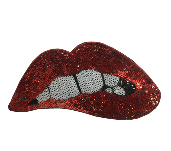 Lips Sequins Patches Embroidery Appliques For Clothing Sewing And