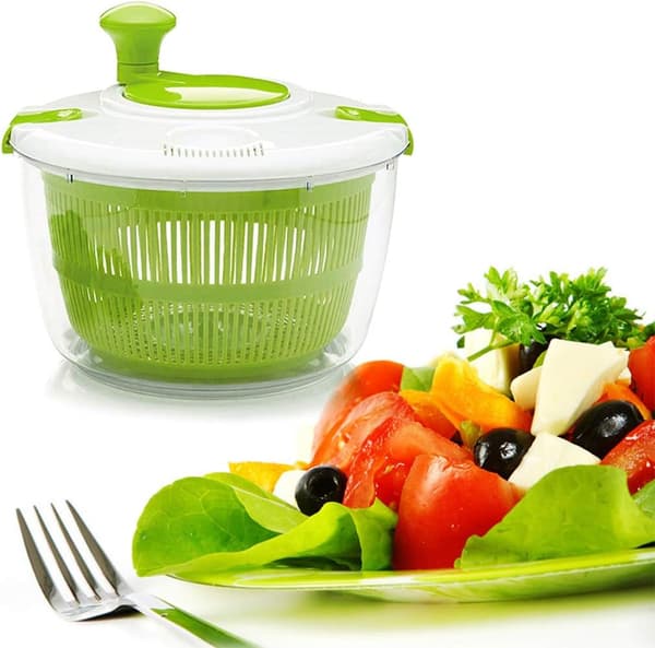 5L Quick and Easy Salad Spinner with Secure Lid and Rotating Handle, Easy to Dry and Clean