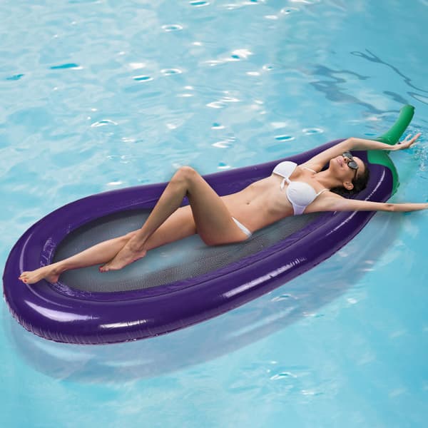 PVC Luftmadras i Aubergineform, Flydende Seng til Pool og Strand