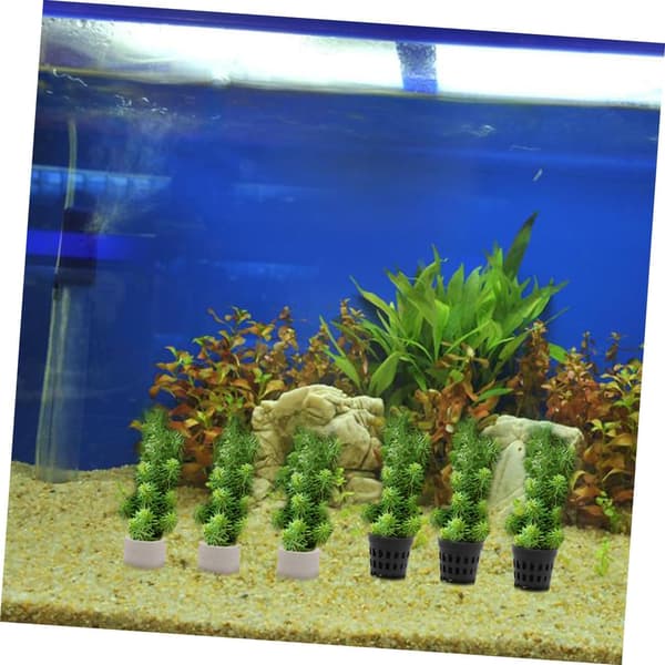 akvarium vannplanter holder sett svart fra keramikk og plast -