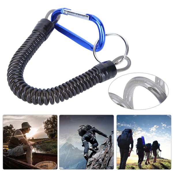 Missing Line with Carabiner 90cm Flexible Connection Hanging Buckle Anti-Lost Strap (Blue Hanging Buckle)