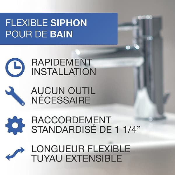 Flexible drain hose, 1 1/4\" x 32 mm, siphon/odor trap for sink, extendable from 320-880 mm