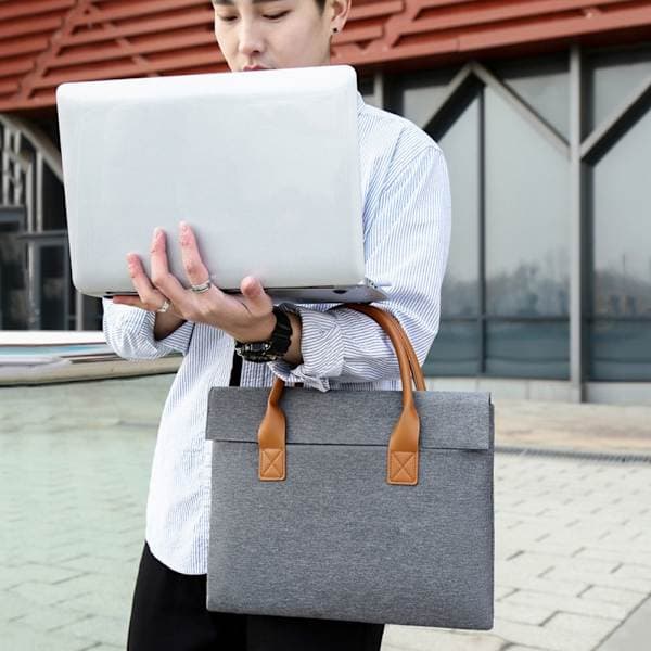 13 14 15 tommer Laptop Sleeve Håndtaske SORT 14 tommer - spotudsalg