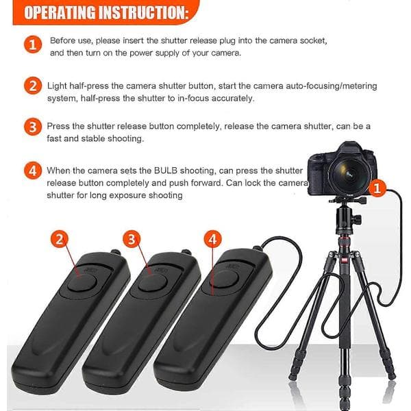 2 DSLR Remote Shutter Cable for Z6/Z7 D7500 D750 D7200 D7100 D7000 D610 D600 D5600 D5500 D5300 D5200 D5100 D5000 D3300 D3200 D310