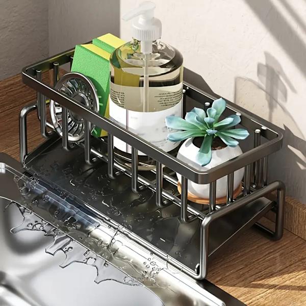 Multifunctional Countertop Draining Storage Rack Heavy Duty Durable Draining Rack for Bathroom Kitchen Grey Grey