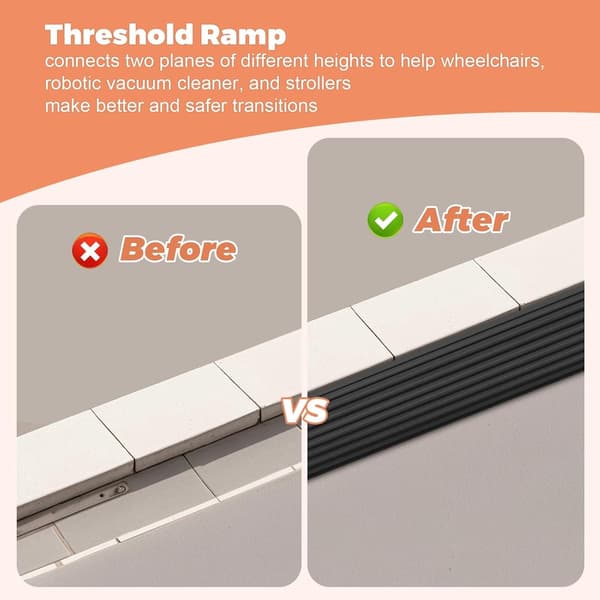 Threshold Ramp - 1 m * 10 mm 50 mm Rubber Aids Drive-up Ramps for Doors Flat Non-slip Self-adhesive for Wheelchairs, Strollers and Scooters_yu