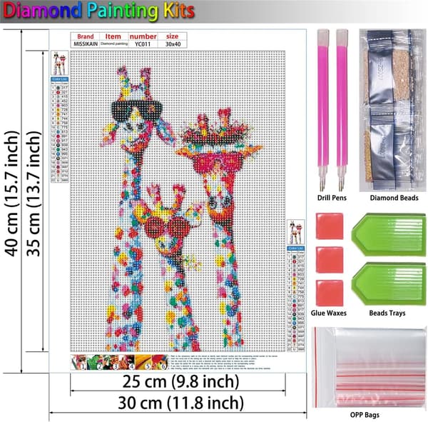 Diamantmaling Sjiraffamilie, 5D DIY Dyrediamantmaling K