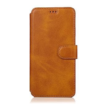 Nahkakotelo vasikannahan tekstuurilla iPhone 12 / 12 Prolle (khaki)