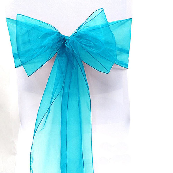 Organza-nauhat tuolihupun päälle, tyllirusetit, nauha, solmio, häät, juhlat Aqua Blue 25 Pcs