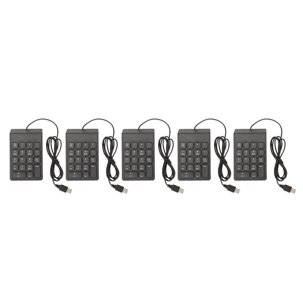 Wired Numeric Keypad 18 Keys Ergonomic USB Plug and Play Silent Typing Mini Numeric Keyboard for PC Laptop Desktop 5 Pieces