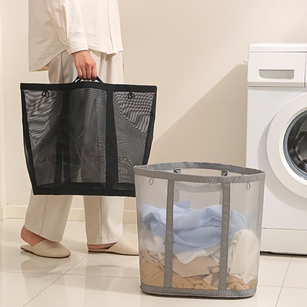 Foldable Laundry Basket with Handles Portable Collapsible Dirty Clothes Organizer Black Black