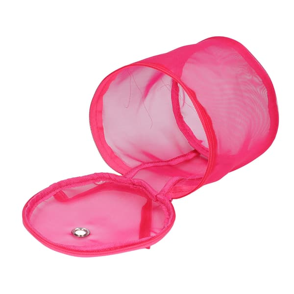 Portable Handle Large Space Mesh Design Durable Nylon Wide Use Knitting Bag Rose Red