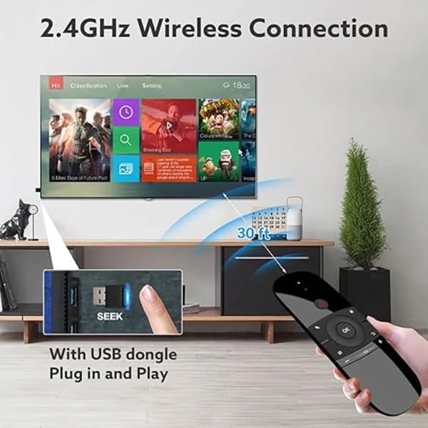 WeChip W1 Air Mouse Remote Control with Mini Keyboard, 2.4G IR RF Gyroscope Control for Android TV Box PC Projector HTPC, Black