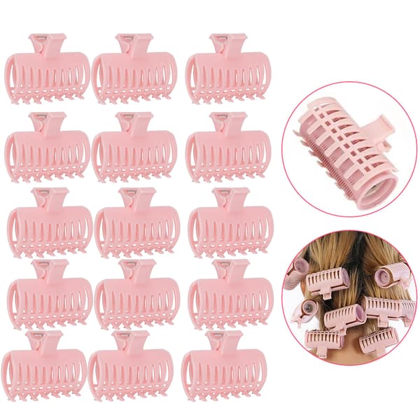 15 pcs/set Curl Clip Hair Roller Fixing Clip Holding Sectioning Claw Hairdressing Tool Pink