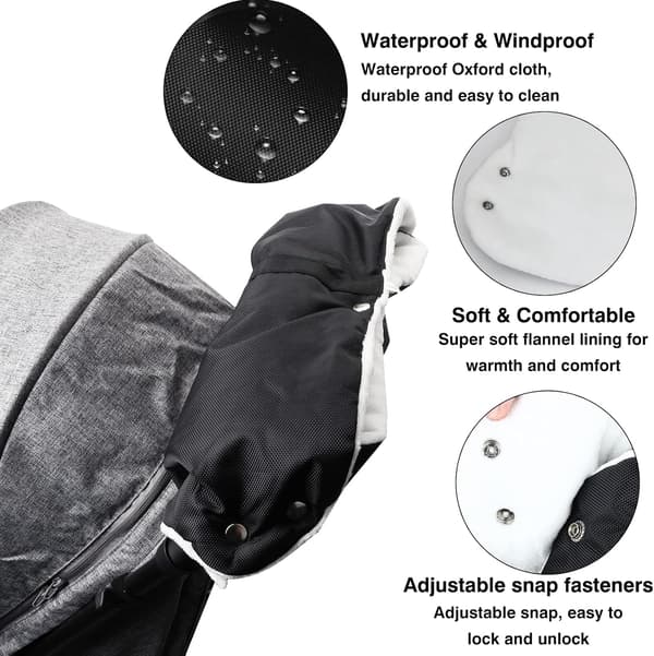 Stroller Gloves Hand Protection, Stroller Mittens Soft Warm Anti-freeze