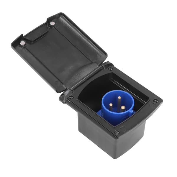 32A 220V-250V RV External Power Socket Box 3-Pin Plug Waterproof Built-in Mounting for RVs Trailer Black
