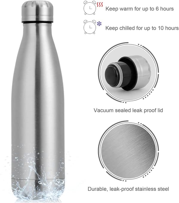 Isoleret rustfri flaske 500 ml, til sport, rejser, vandring