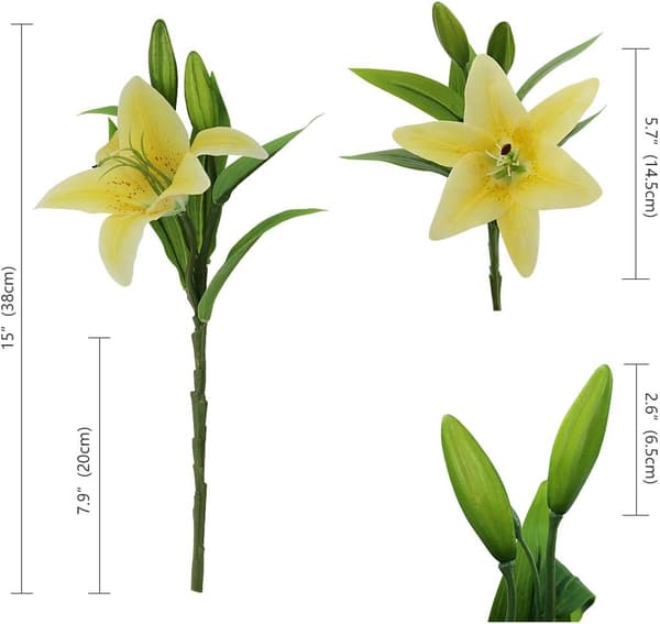 6 kunstige liljer, bulk blomsterbuketter, PU Real Touch falske blomster