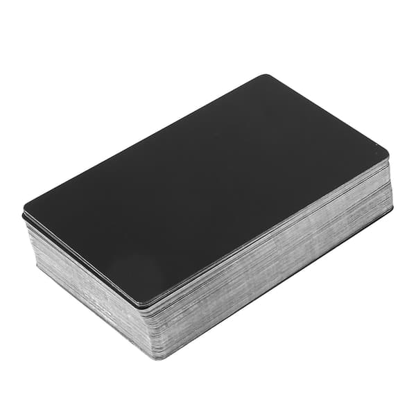 100 stk. sorte visitkort i aluminium, der kan graveres, blanke, 0,22 mm tykke