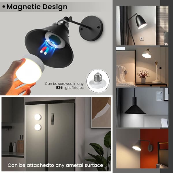 Remote Control Rechargeable Lamp, Wireless Puck Light Dimmable Magnetic, Three Color Lights, For Non-Wired Wall Lamp, 2-pack