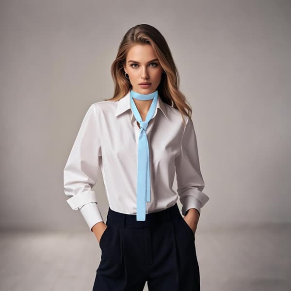 Skjerf for kvinner, ensfarget satengbånd, slips, halstørkle, tilbehør til bryllup, cosplay, fest, lyseblå - Light Blue