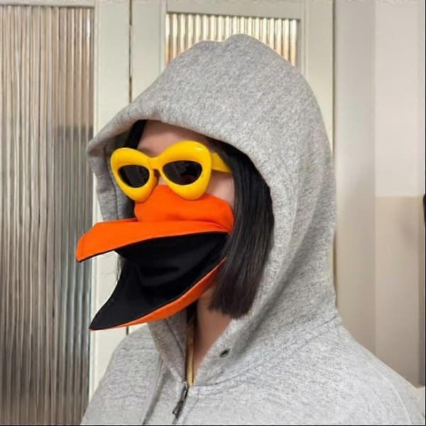 Orange og sort næbmaske med gule solbriller, sjov rollespilsdragt til voksne, justerbare stropper 2 stk. 2 stycken