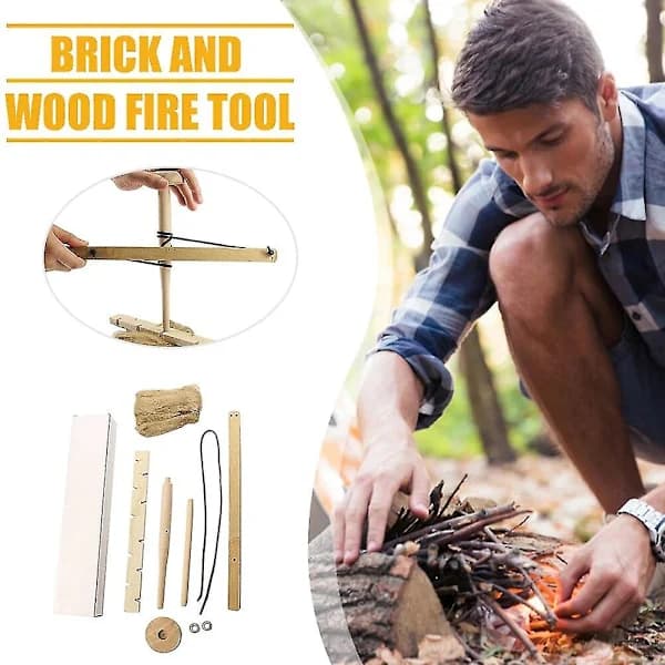 Bow Drill Friction Fire Starter Woodworking Tool Kit for Outdoor Survival Camping Hiking Emergency Equipment {KDO}[CO]