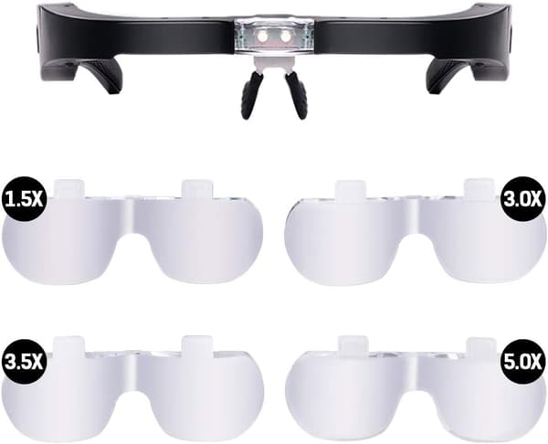 Hodemmontert forstørrelsesglass USB-oppladbart håndfritt forstørrelsesglass wit