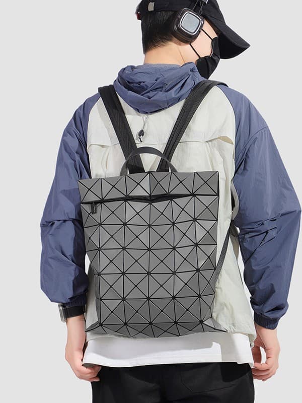 Geometrisk ryggsäck, holografisk reflekterande mode-ryggsäck (grå)