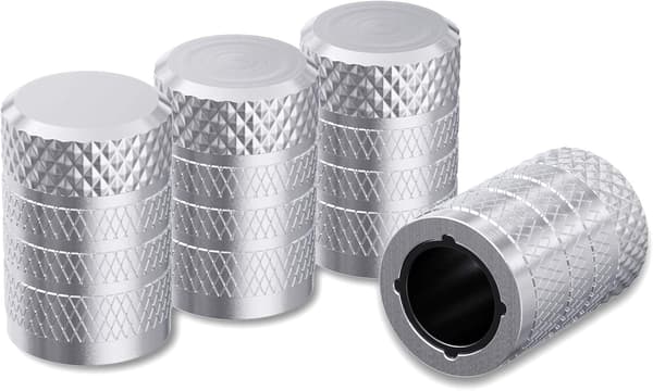 Däckventilhattar, 4 st, Anodiserad aluminium ventilhattsats för däck, Korrosionsbeständig, Universella ventilskydd för bilar - Silver Silver Silver