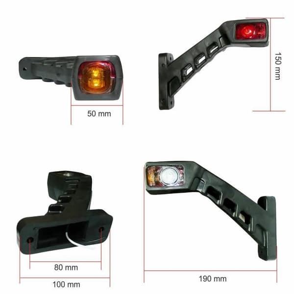 2x 12V 24V LED RØDE HVIDE ORANGE MARKØRLAMPER TIL LASTBIL CAMPINGVOGN TRAILER[DB]