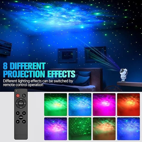 Astronaut Galaxy Projektor Stjernehimmel Nattlys (Hvit), Astronaut S