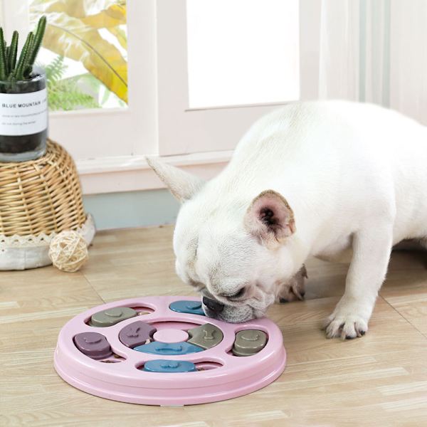 Foderlegetøj til kæledyr med skridsikker bund, puslespilslegetøj til kæledyr, holdbart, langtidsholdbart, let og bidesikkert til hunde og katte Pink